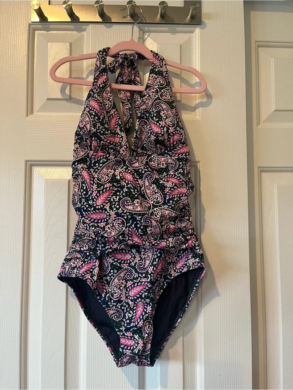 Boden Valencia One Piece Swimsuit. Green, blue, pink paisley. Size 6 - Picture 5 of 12
